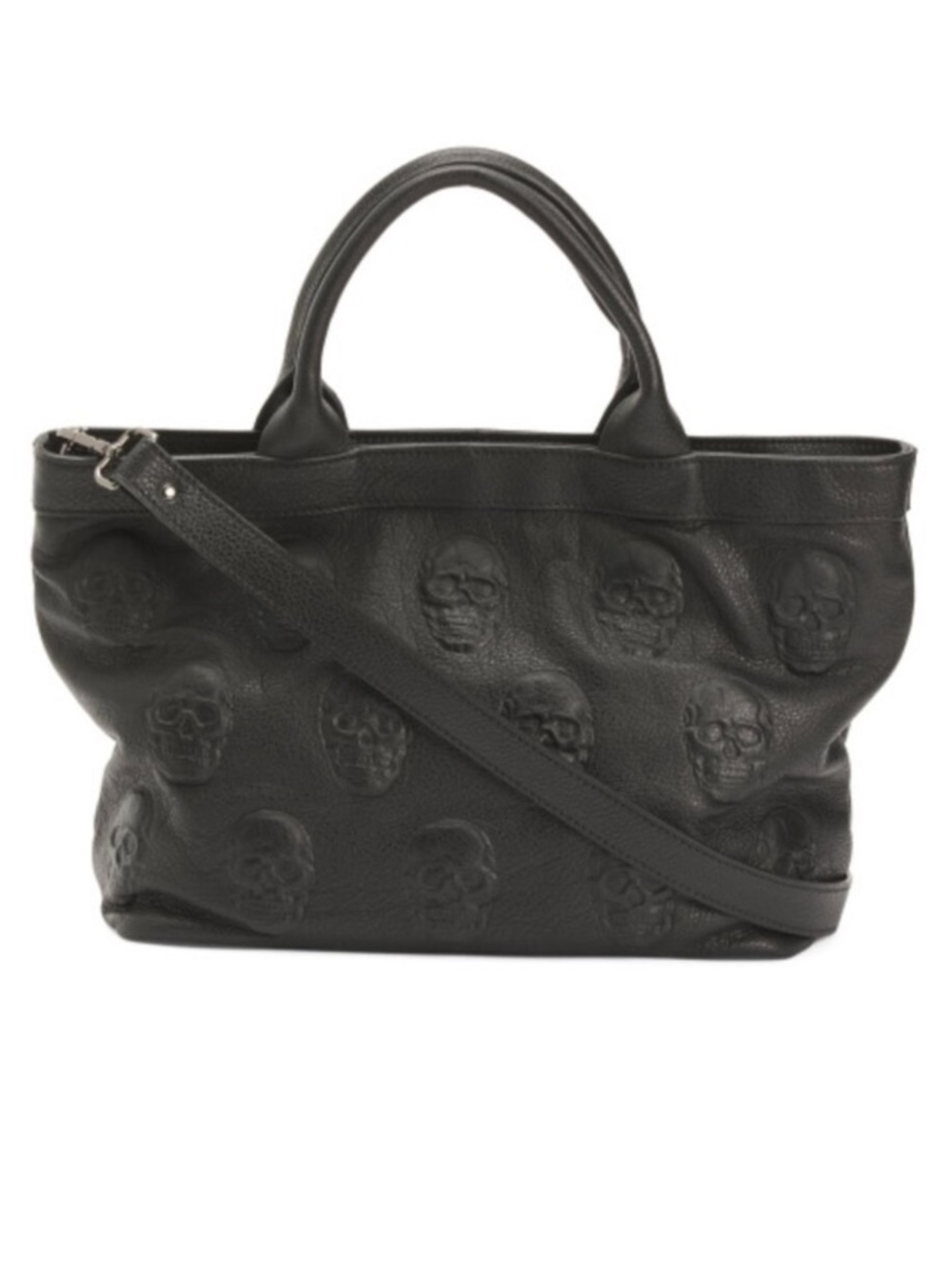 IO PELLE Black Made In Italy Leather Skull Satchel Black Med